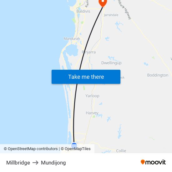 Millbridge to Mundijong map