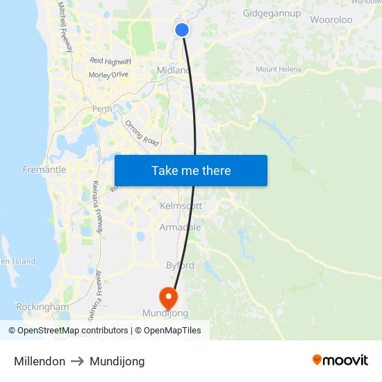 Millendon to Mundijong map