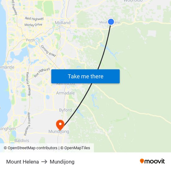 Mount Helena to Mundijong map