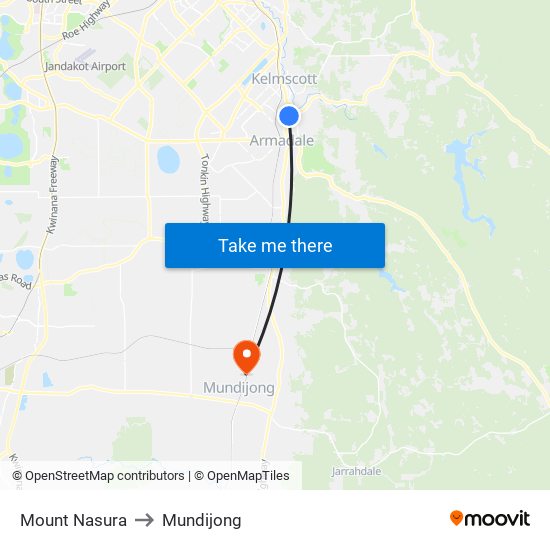 Mount Nasura to Mundijong map