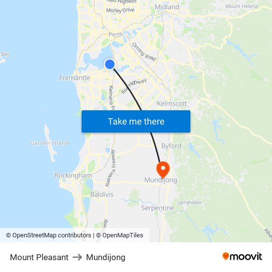 Mount Pleasant to Mundijong map