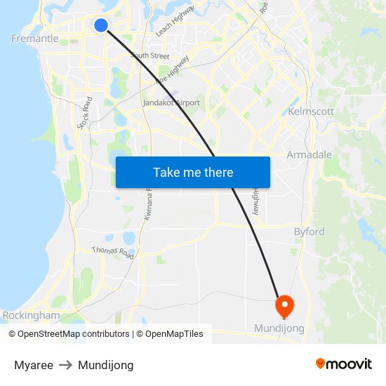 Myaree to Mundijong map