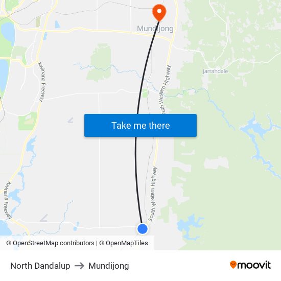 North Dandalup to Mundijong map