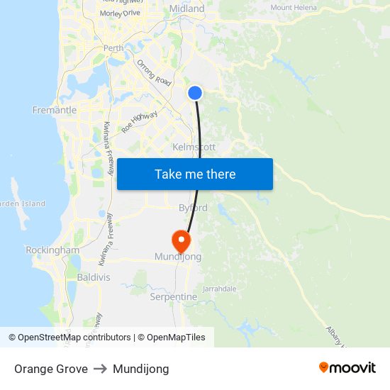 Orange Grove to Mundijong map