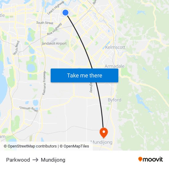 Parkwood to Mundijong map