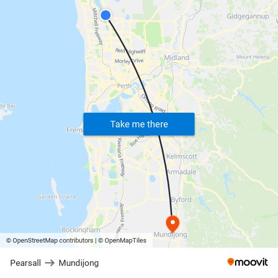 Pearsall to Mundijong map