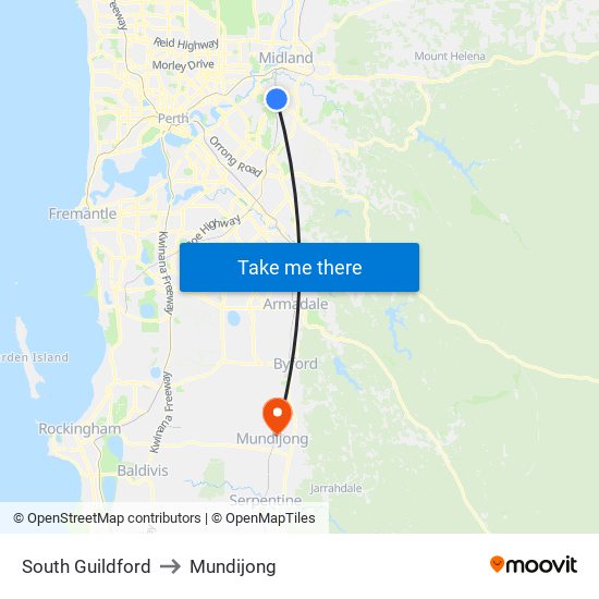 South Guildford to Mundijong map