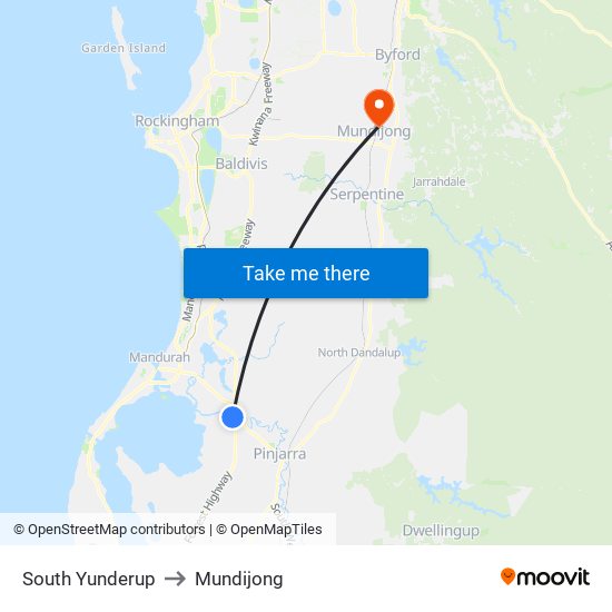 South Yunderup to Mundijong map