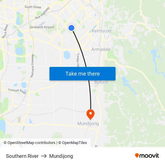 Southern River to Mundijong map