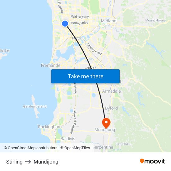 Stirling to Mundijong map