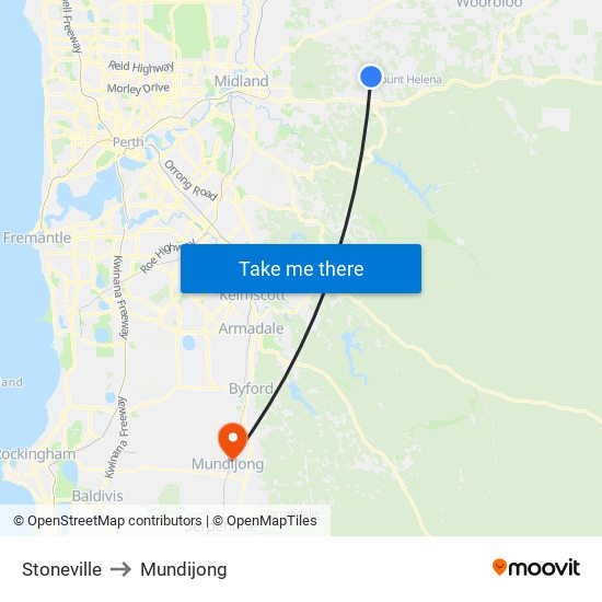 Stoneville to Mundijong map