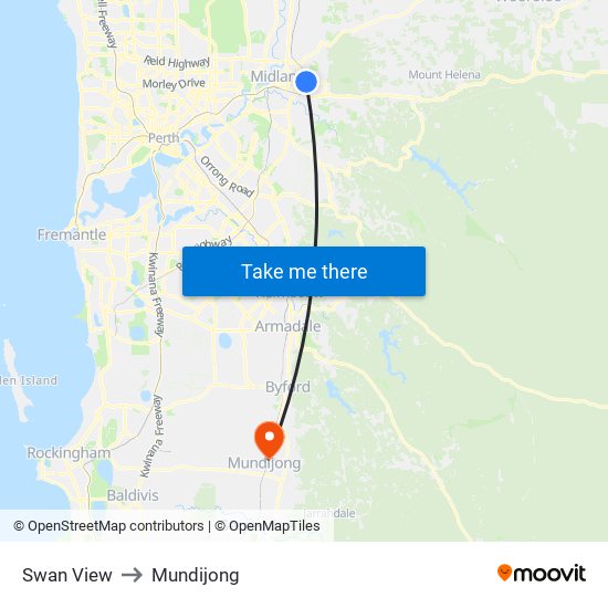 Swan View to Mundijong map