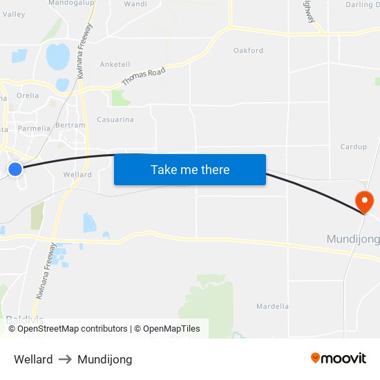 Wellard to Mundijong map