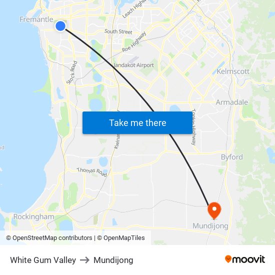 White Gum Valley to Mundijong map