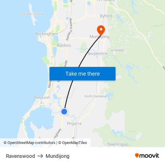 Ravenswood to Mundijong map