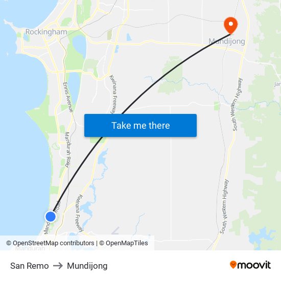 San Remo to Mundijong map