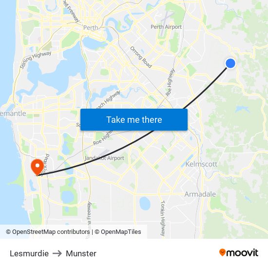 Lesmurdie to Munster map