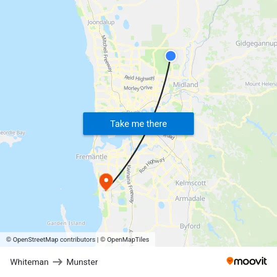 Whiteman to Munster map