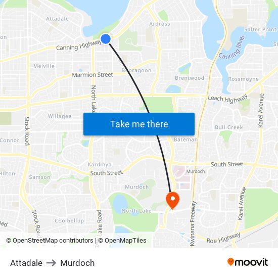 Attadale to Murdoch map