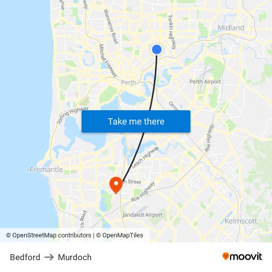 Bedford to Murdoch map