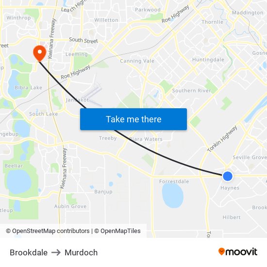 Brookdale to Murdoch map