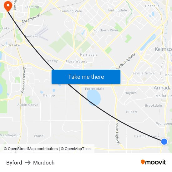 Byford to Murdoch map