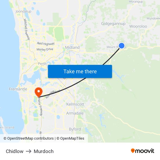 Chidlow to Murdoch map