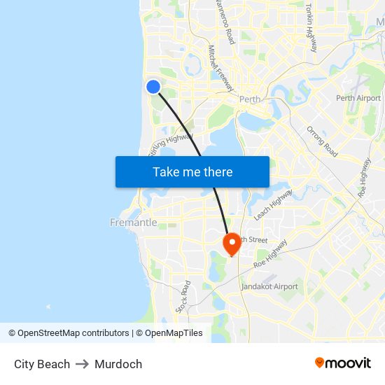 City Beach to Murdoch map