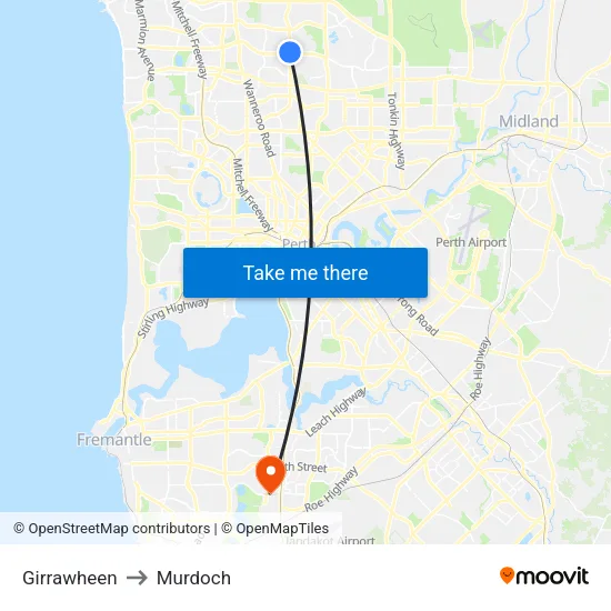 Girrawheen to Murdoch map