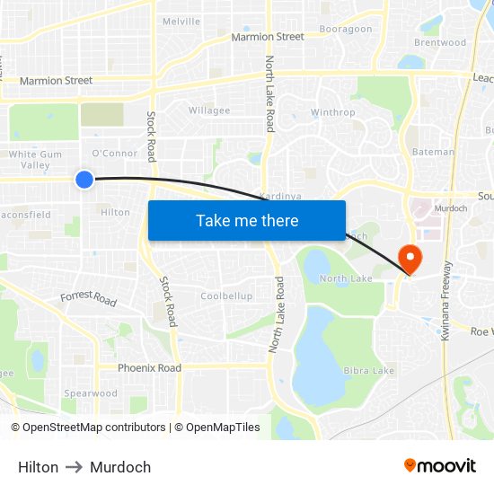 Hilton to Murdoch map
