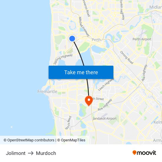 Jolimont to Murdoch map