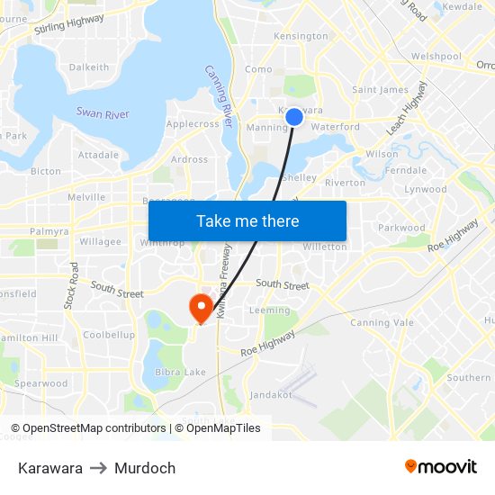 Karawara to Murdoch map