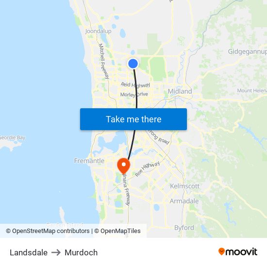 Landsdale to Murdoch map