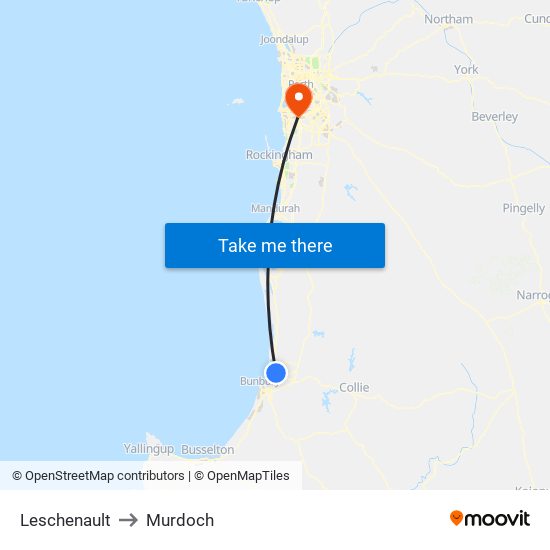 Leschenault to Murdoch map