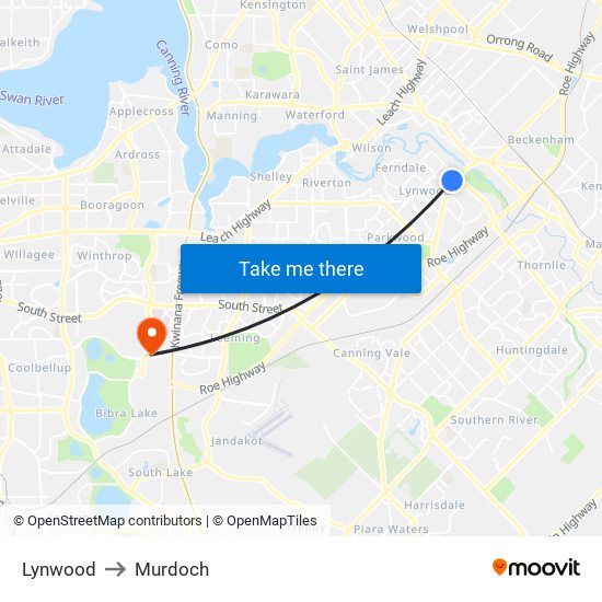 Lynwood to Murdoch map