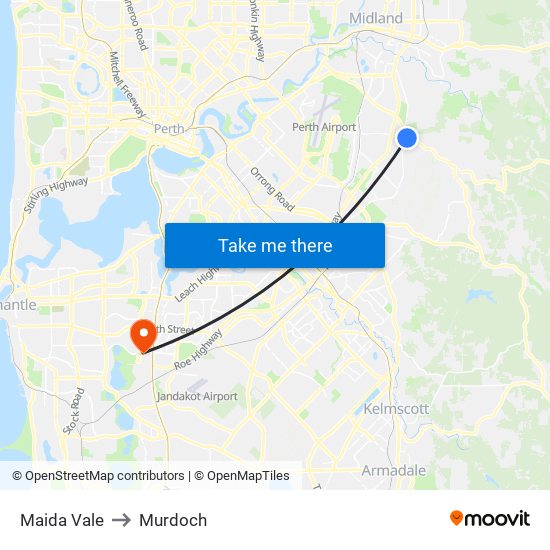 Maida Vale to Murdoch map