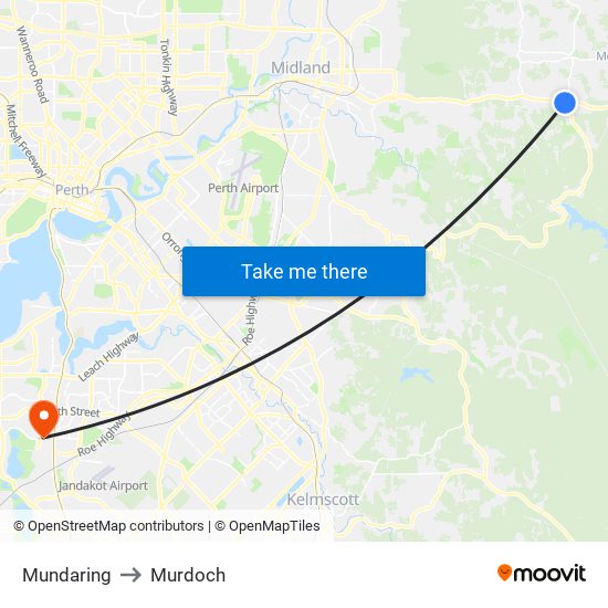 Mundaring to Murdoch map