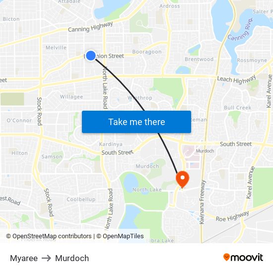 Myaree to Murdoch map