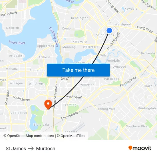 St James to Murdoch map