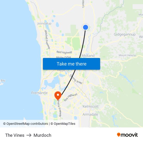 The Vines to Murdoch map