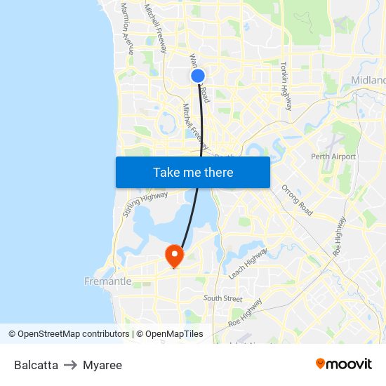 Balcatta to Myaree map