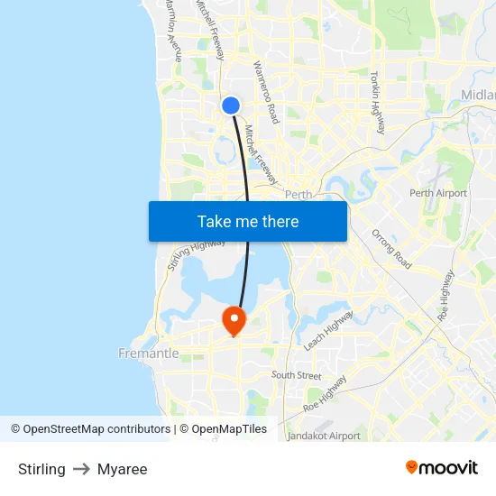 Stirling to Myaree map