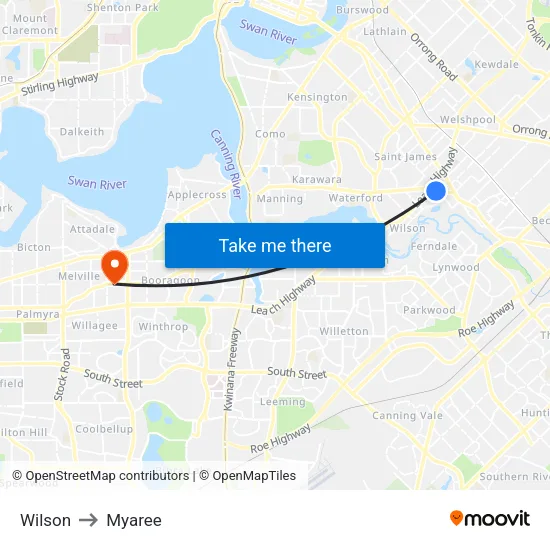 Wilson to Myaree map