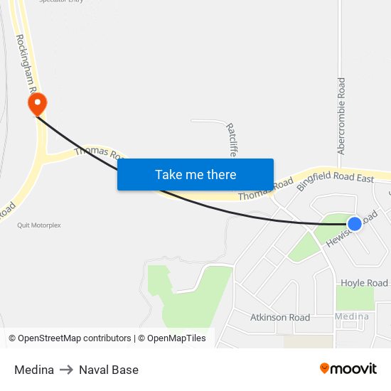 Medina to Naval Base map