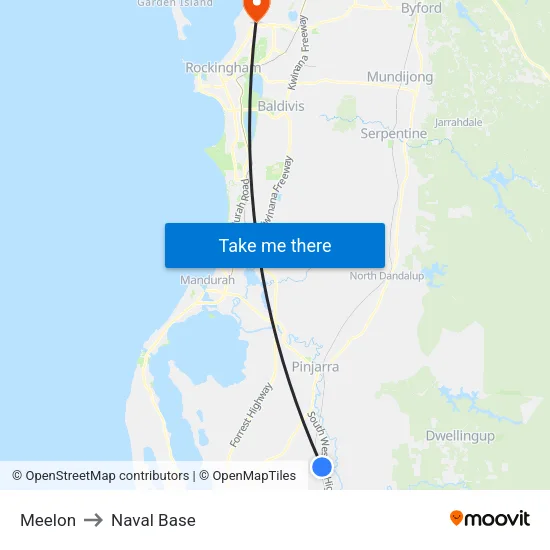 Meelon to Naval Base map