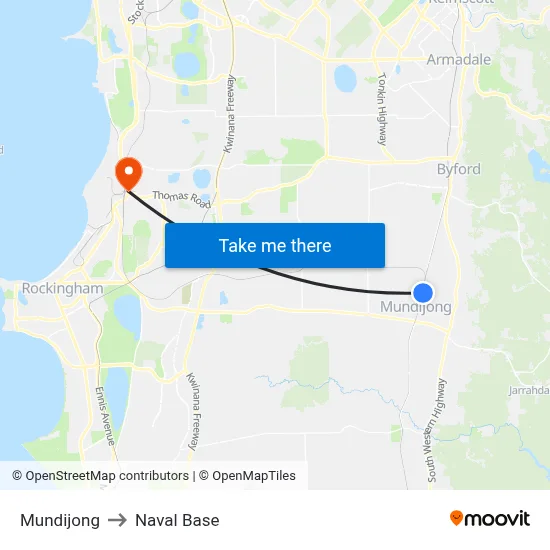 Mundijong to Naval Base map
