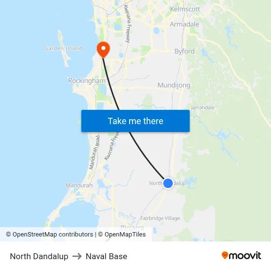 North Dandalup to Naval Base map