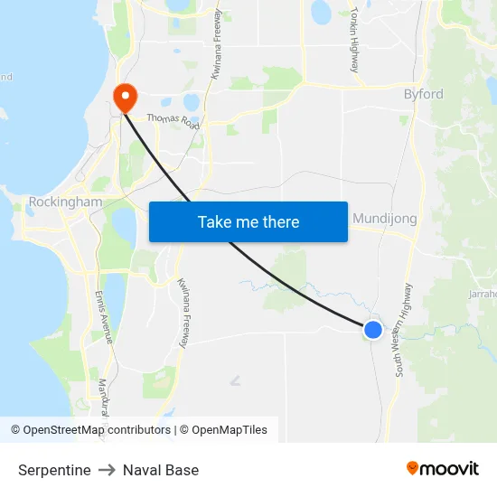 Serpentine to Naval Base map