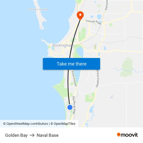 Golden Bay to Naval Base map