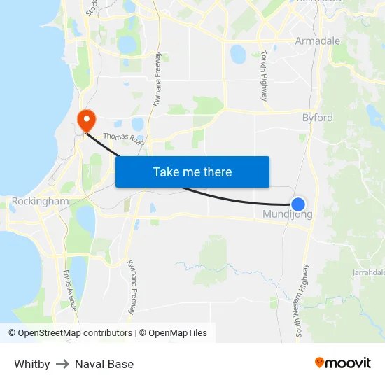 Whitby to Naval Base map